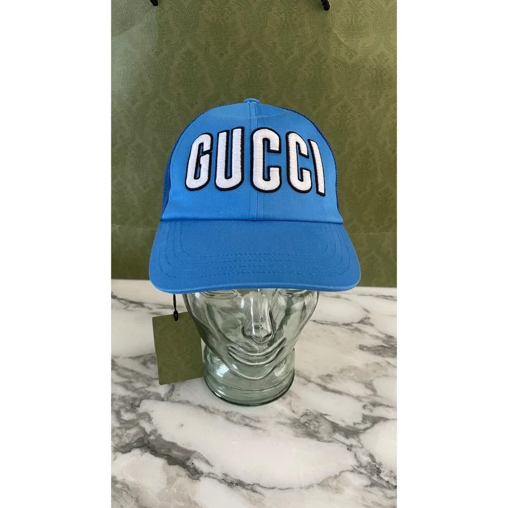 Gucci 701324 Logo‎ Blue Baseball Hat Size XS